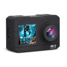Экшн-камера Aceline DualScreen 4K черный + доп. аккумулятор
