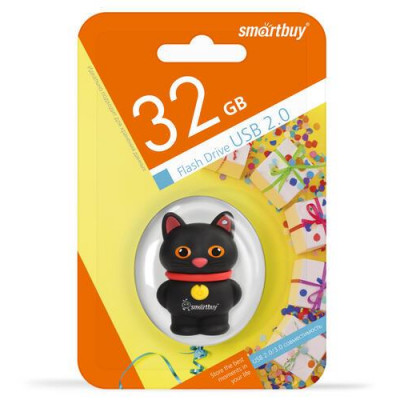 Память USB Flash 32 ГБ Smartbuy Wild Series "Черный кот" [SB32GBCatK], BT-1363682