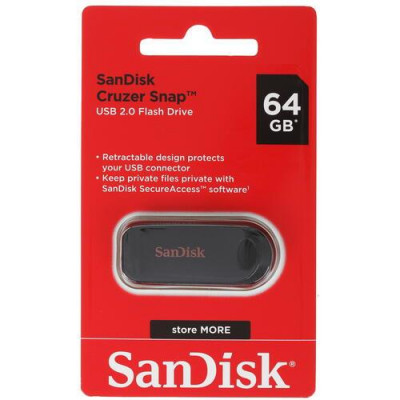 Память USB Flash 64 ГБ SanDisk Cruzer Snap [SDCZ62-064G-G35], BT-1606503