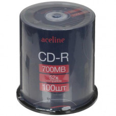 CD-диск Aceline CD-R, 0.7 ГБ, Cake Box, 52x, 100 шт