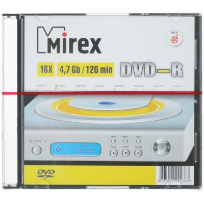 DVD-диск Mirex DVD-R, 4.7 ГБ, Slim Case, 16x, 1 шт, BT-4804150