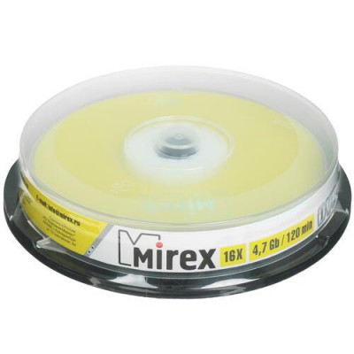 DVD-диск Mirex DVD-R, 4.7 ГБ, Cake Box, 16x, 10 шт, BT-4804173