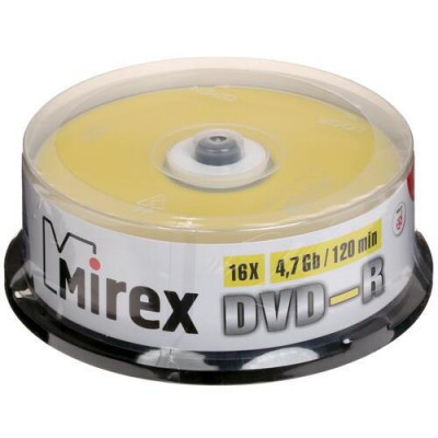 DVD-диск Mirex DVD-R, 4.7 ГБ, Cake Box, 16x, 25 шт, BT-4804179