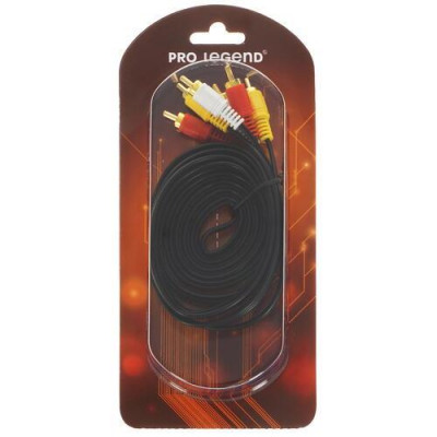 Кабель Pro Legend RCA x3 - RCA x3 черный, BT-5084474