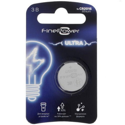 Батарейка литиевая FinePower Ultra CR2016, BT-5085118