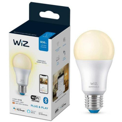 Умная светодиодная лампа WiZ Wi-Fi BLE 60W A60 E27 927 DIM1PF/6, BT-5355589