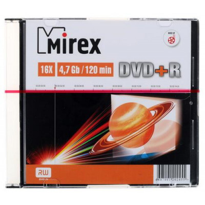 DVD-диск Mirex DVD+R, 4.7 ГБ, Slim Case, 16x, 1 шт, BT-7948634