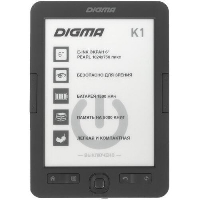 6" Электронная книга Digma K1 серый, BT-4830071