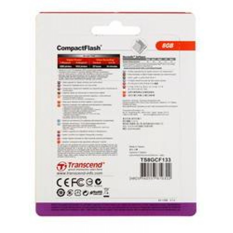 Карта памяти transcend compact flash standard ts8gcf133 8gb