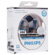 Галогеновая лампа Philips 12 В, H4, 60/55 Вт, White Vision 3700 K
