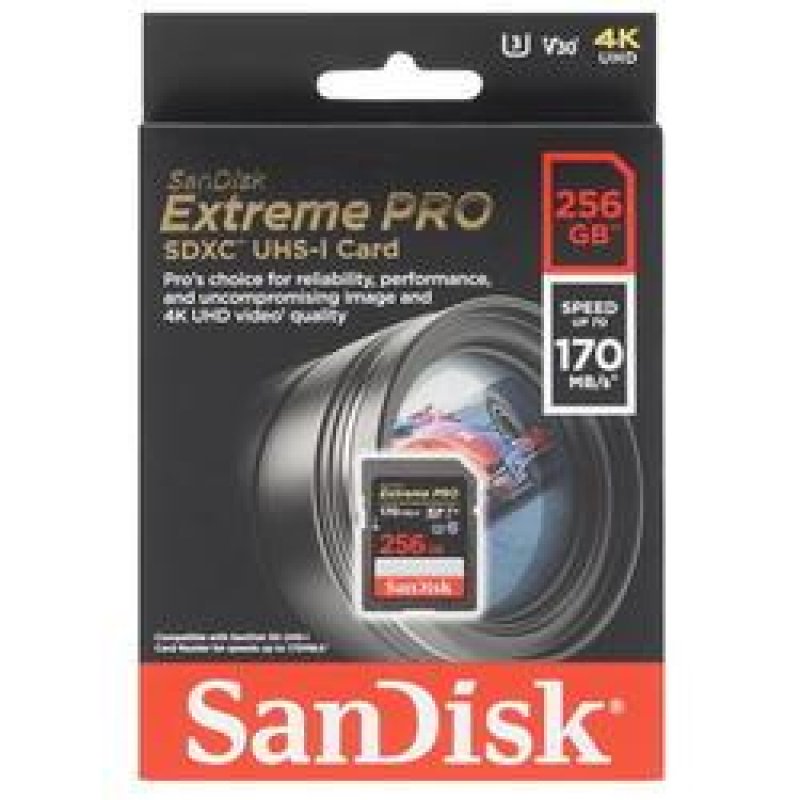 Карта памяти sandisk extreme pro sdxc uhs class 3 v30 170mb s 128gb