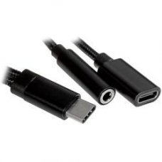 Переходник Atom USB Type-C - USB Type C, 3.5 mm jack черный 0.15 м