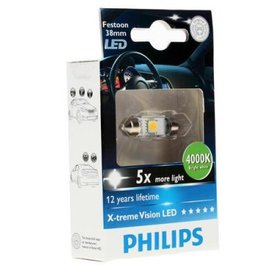 Cветодиодная лампа Philips Festoon X-tremeVision LED T10,5x38 4 000K, BT-6675538