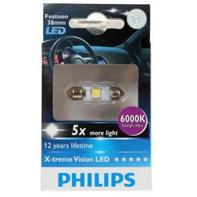 Cветодиодная лампа Philips Festoon X-tremeVision LED T10,5x38 6 000 K, BT-6675539