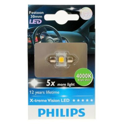 Cветодиодная лампа Philips Festoon X-tremeVision LED T14x30 4 000 K, Светодиодные лампы, BT-6675542